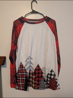 Red Plaid Raglan Long Sleeve Shirt